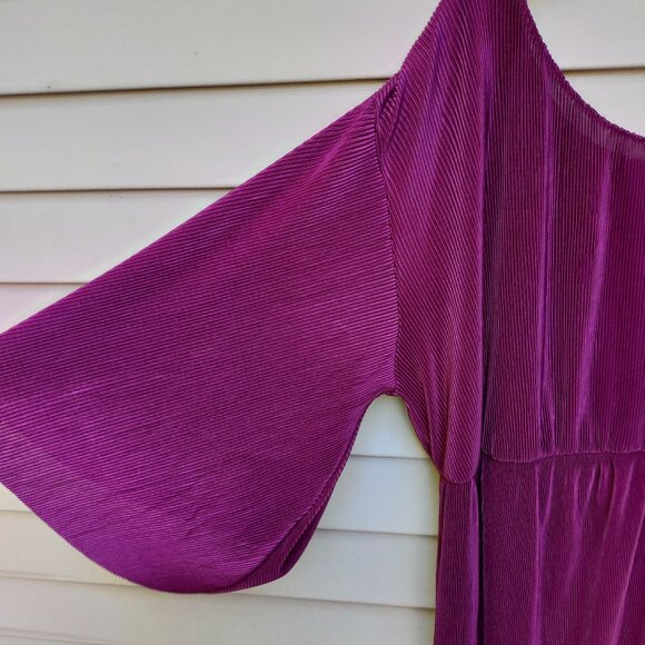 asos Plum Pleated Midi Dress NWT Accordion One-Sided Off-Shoulder Asymmetric - Picture 5 of 11